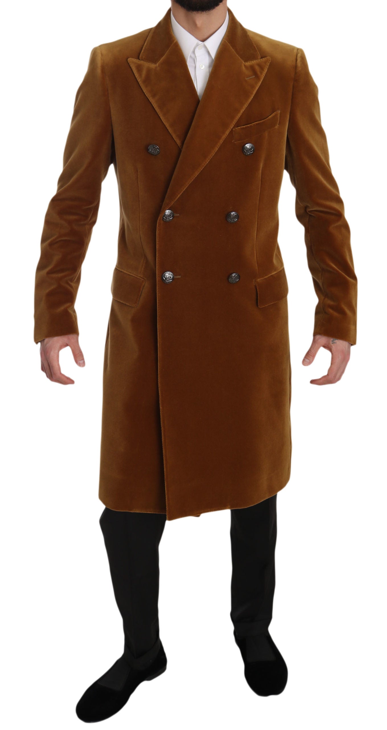 Chartreuse Baumwolle Langer Trenchcoat Jacke