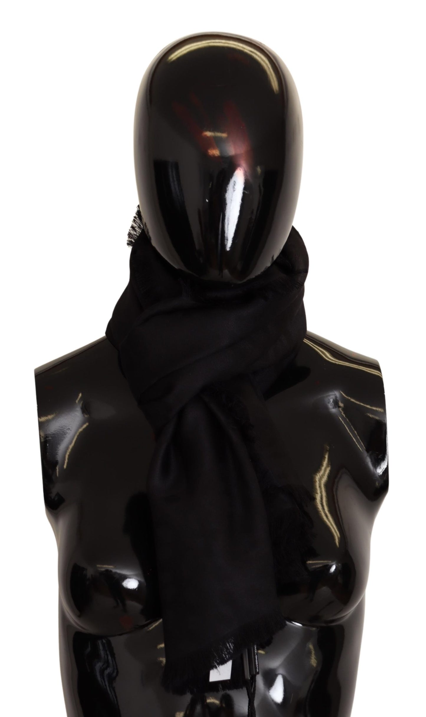 Schwarzer Leoparden-Logo-Schal aus Wolle und Seide Wickelschal