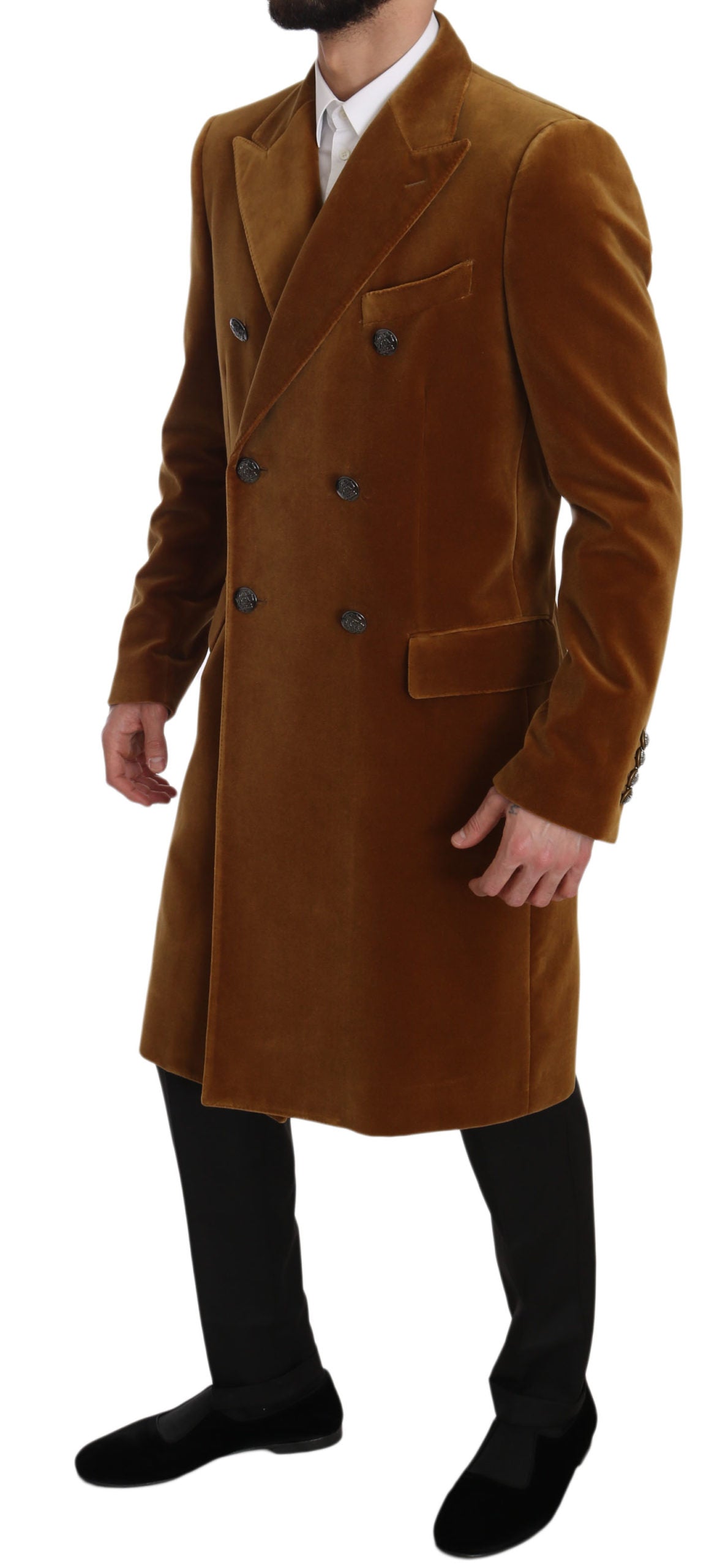 Chartreuse Baumwolle Langer Trenchcoat Jacke