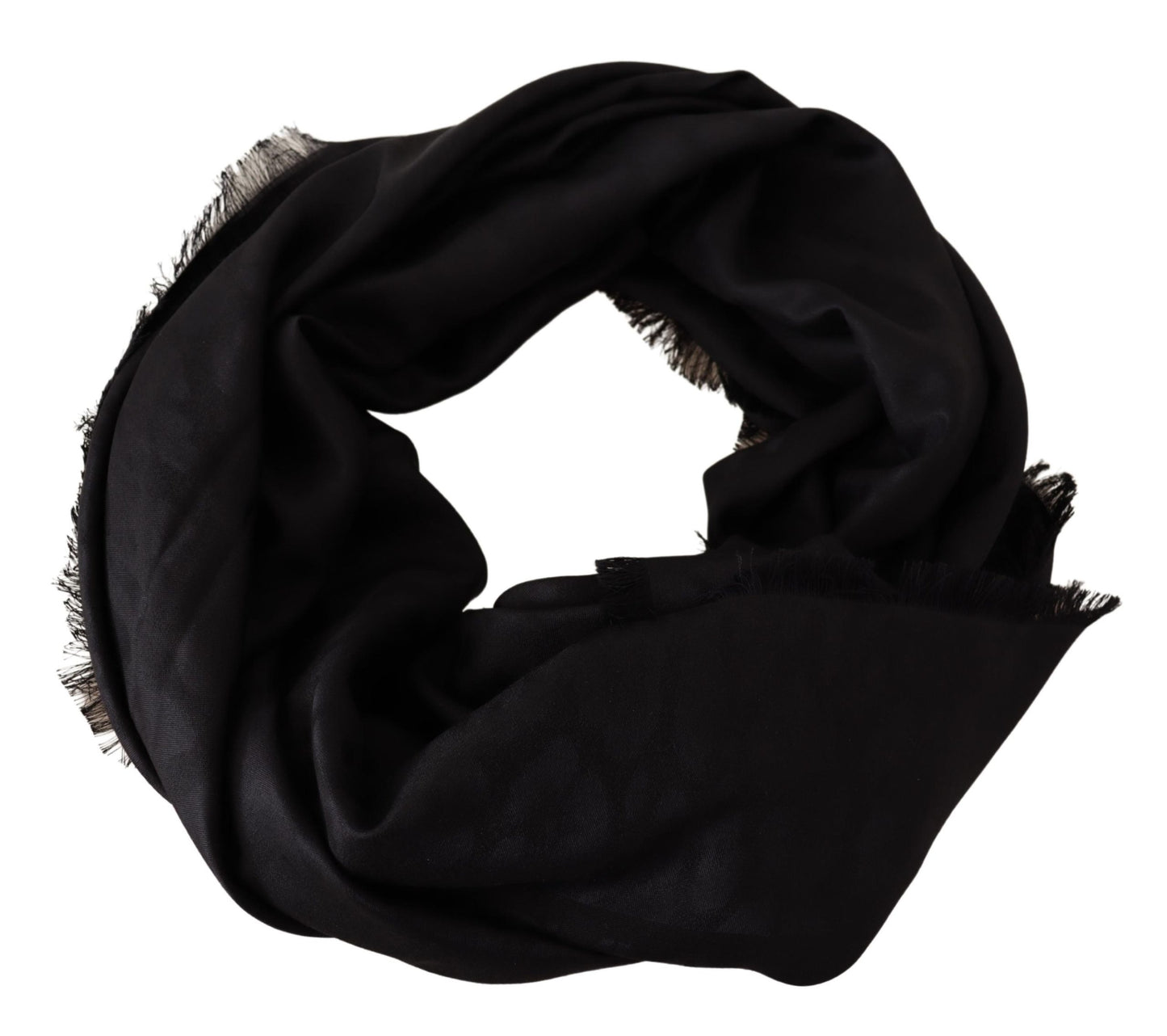 Schwarzer Leoparden-Logo-Schal aus Wolle und Seide Wickelschal