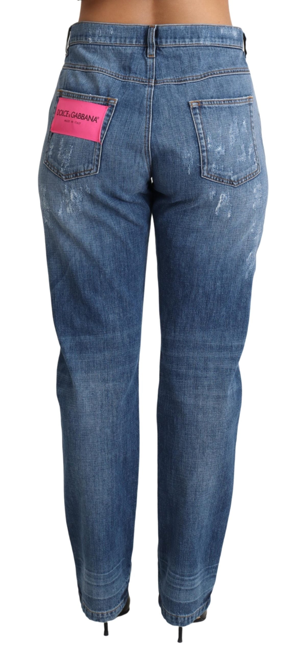 Blaue Waschung Boyfriend Fit Denim Baumwolljeans