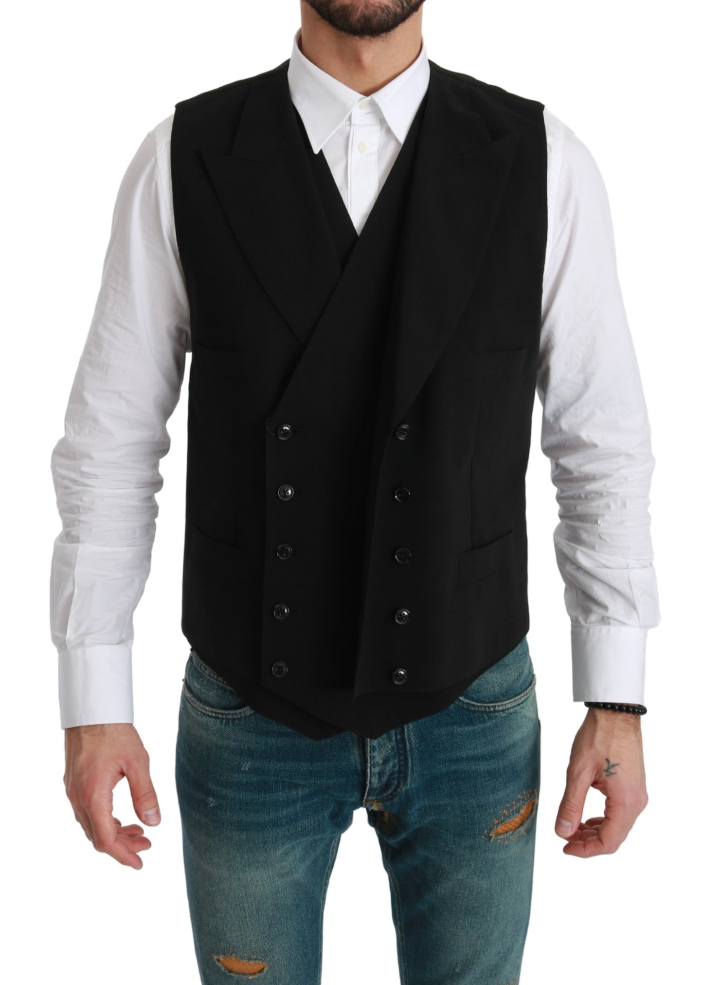 Schwarze Weste Formal Double Breasted Vest