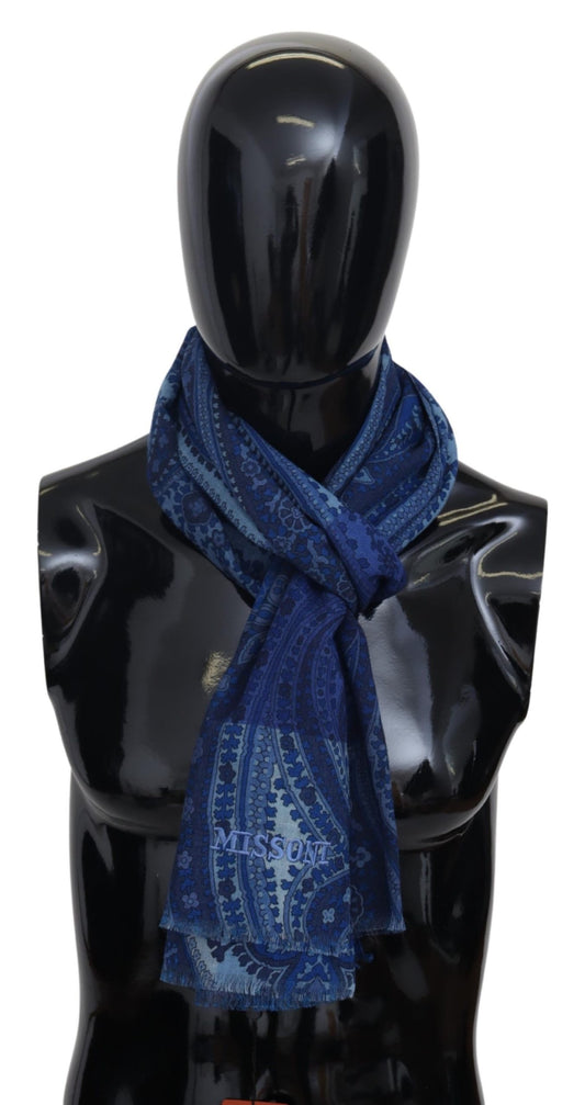 Blau 100% Wolle Floral Unisex Hals Wrap Schal Schal