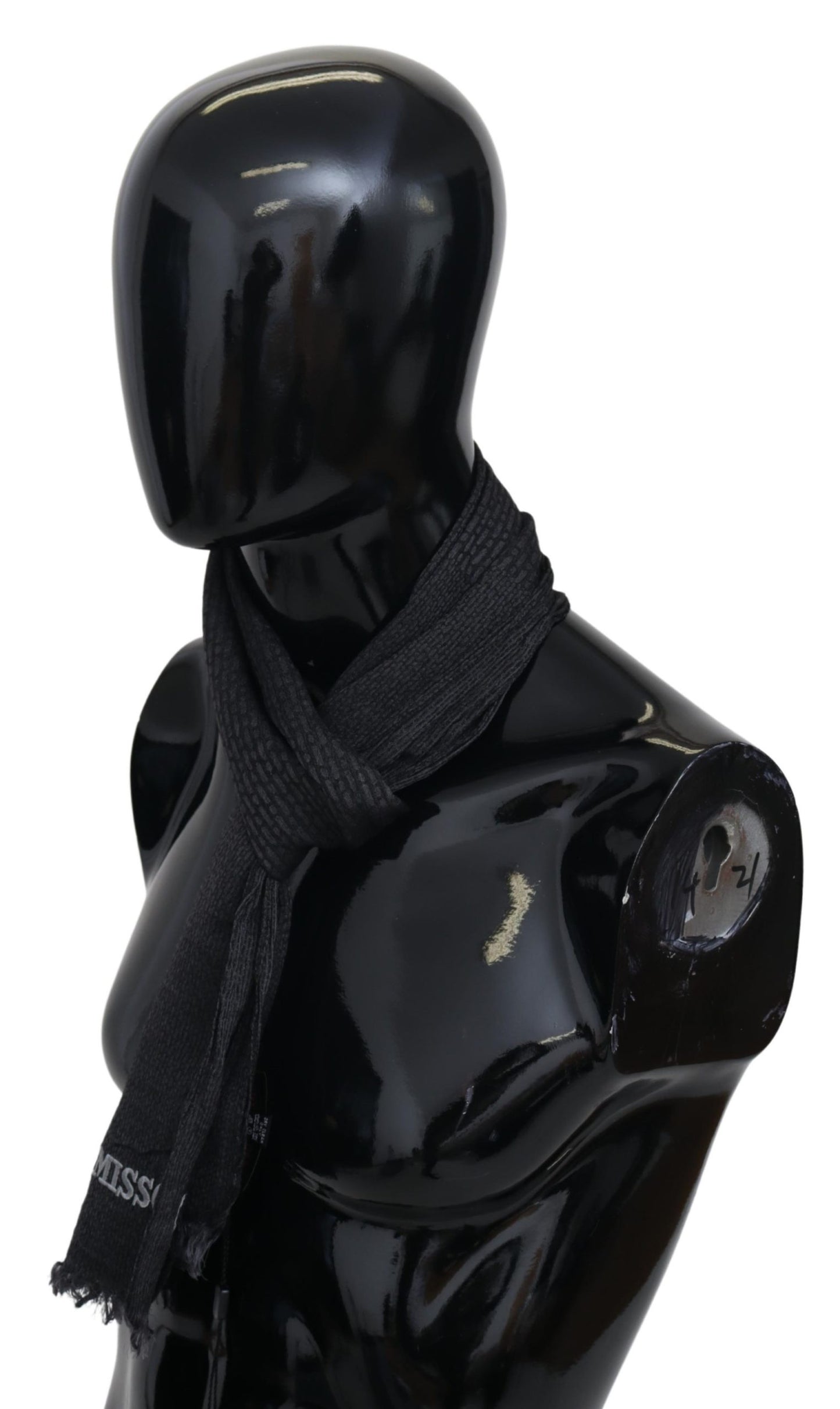 Schwarzer Wollstrick-Unisex-Halswickelschal