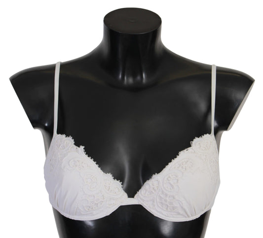 Weißer Nylon Spitzen Push Up BH Unterwäsche