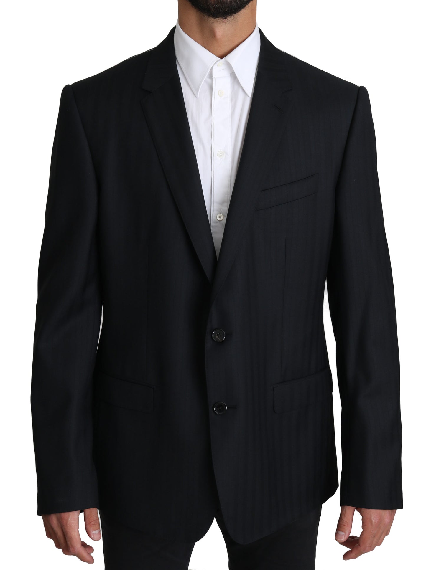 Blauer gemusterter Woll-Blazer von MARTINI