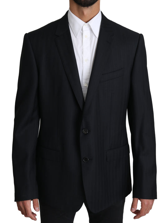 Blauer gemusterter Woll-Blazer von MARTINI