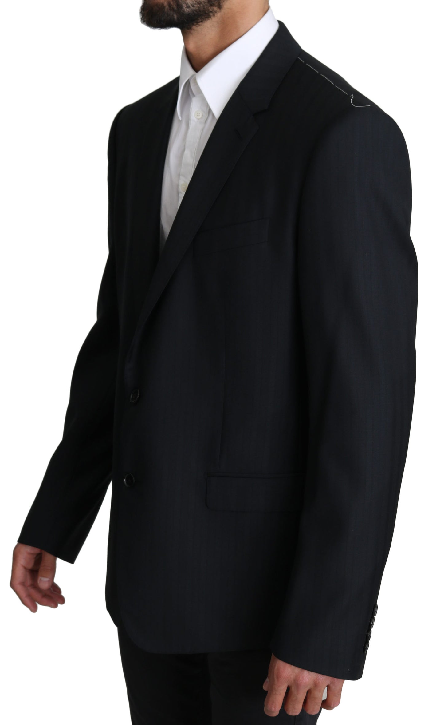 Blauer gemusterter Woll-Blazer von MARTINI