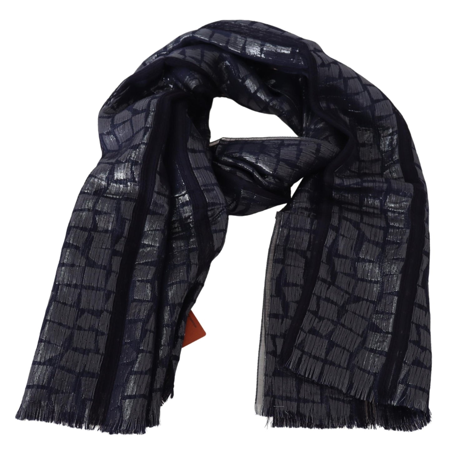 Schwarzer metallisch gemusterter Unisex-Wollschal für den Hals