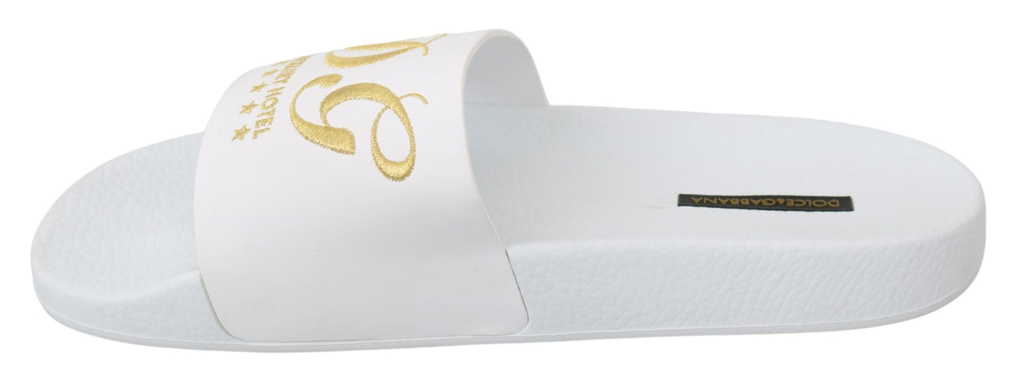 Weiße Lederpantoffeln Luxushotelschuhe