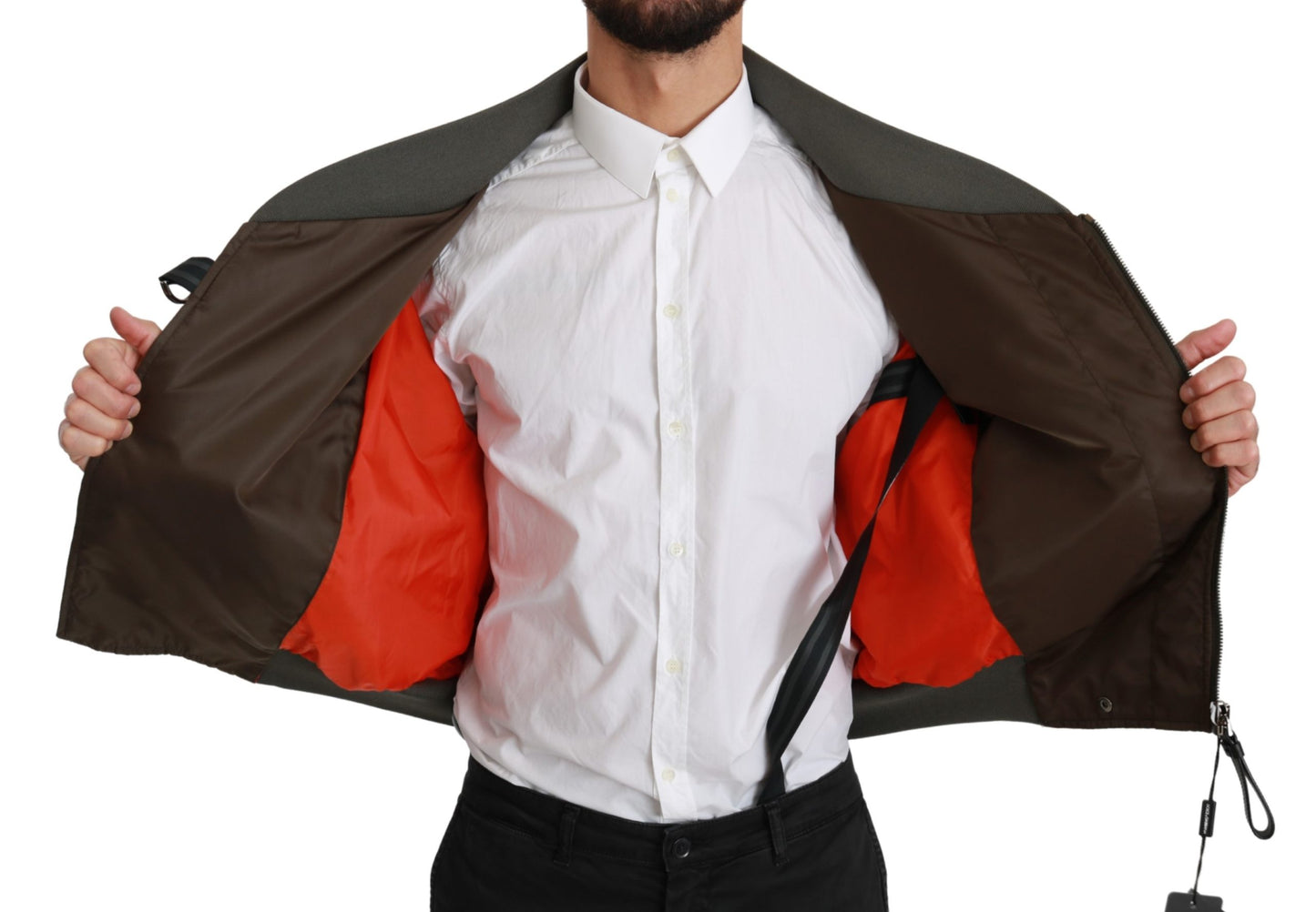 Braune Perlenkrone Totenkopf Logo Jacke