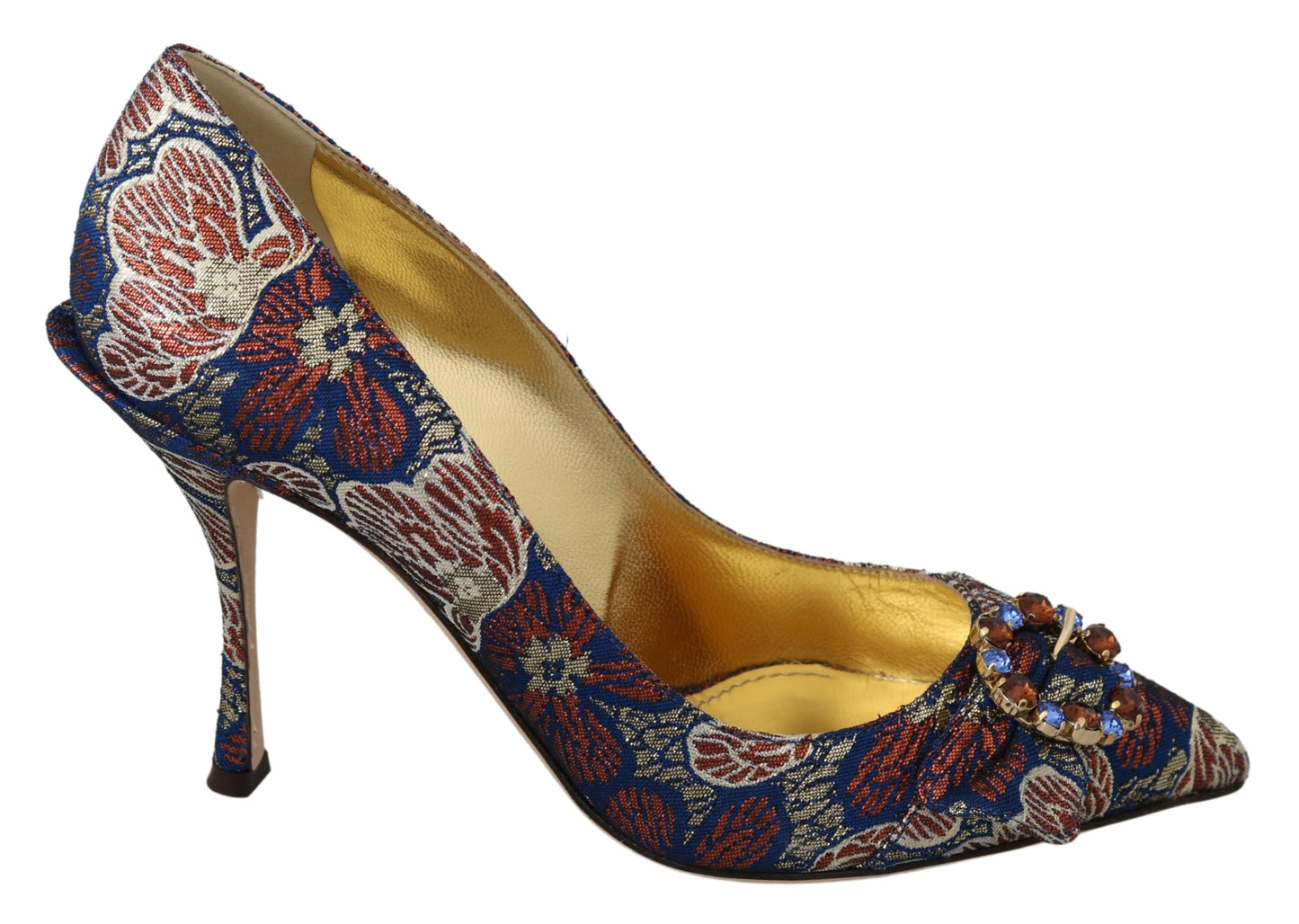 Blau Kristall Jacquard High Heels Pumps Schuhe