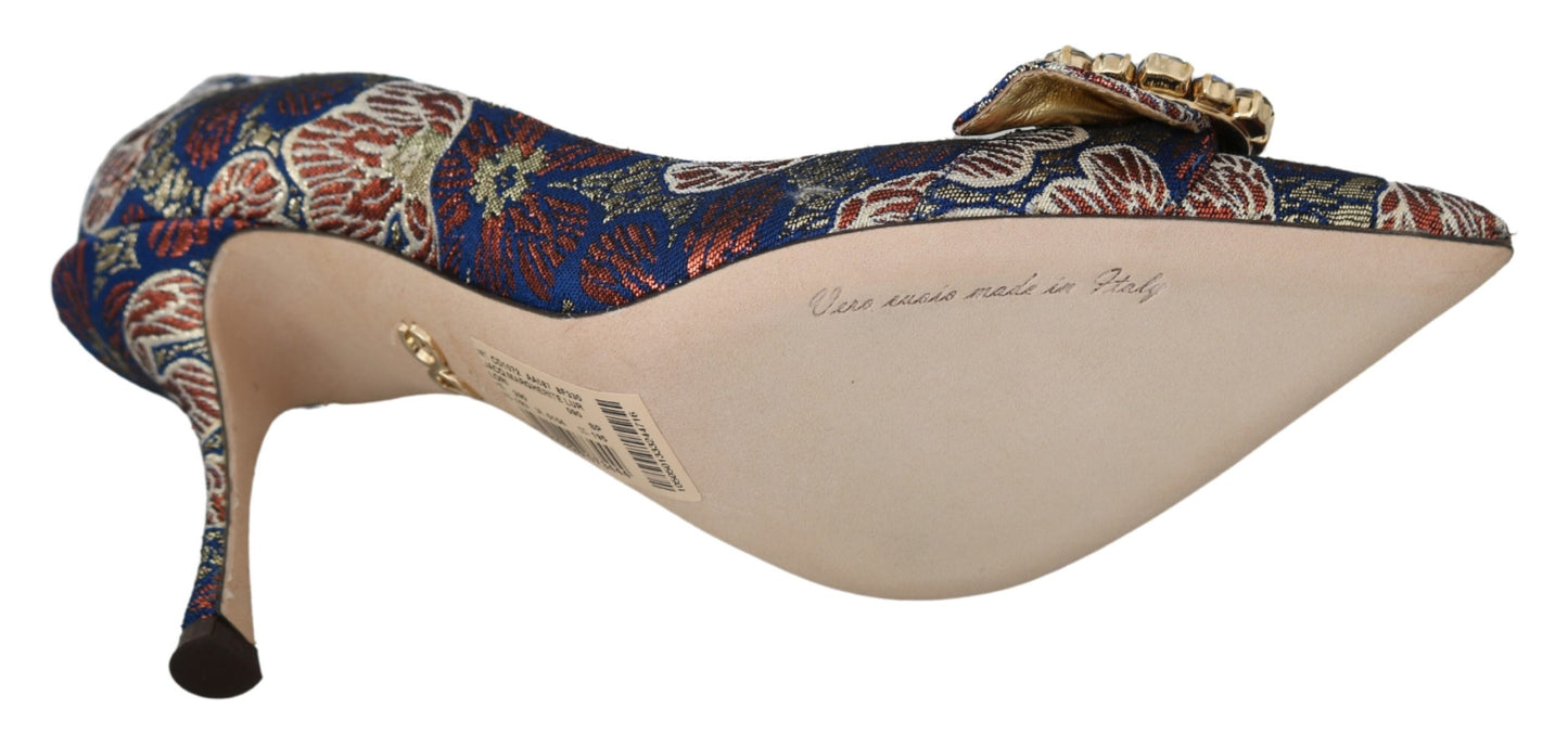 Blau Kristall Jacquard High Heels Pumps Schuhe