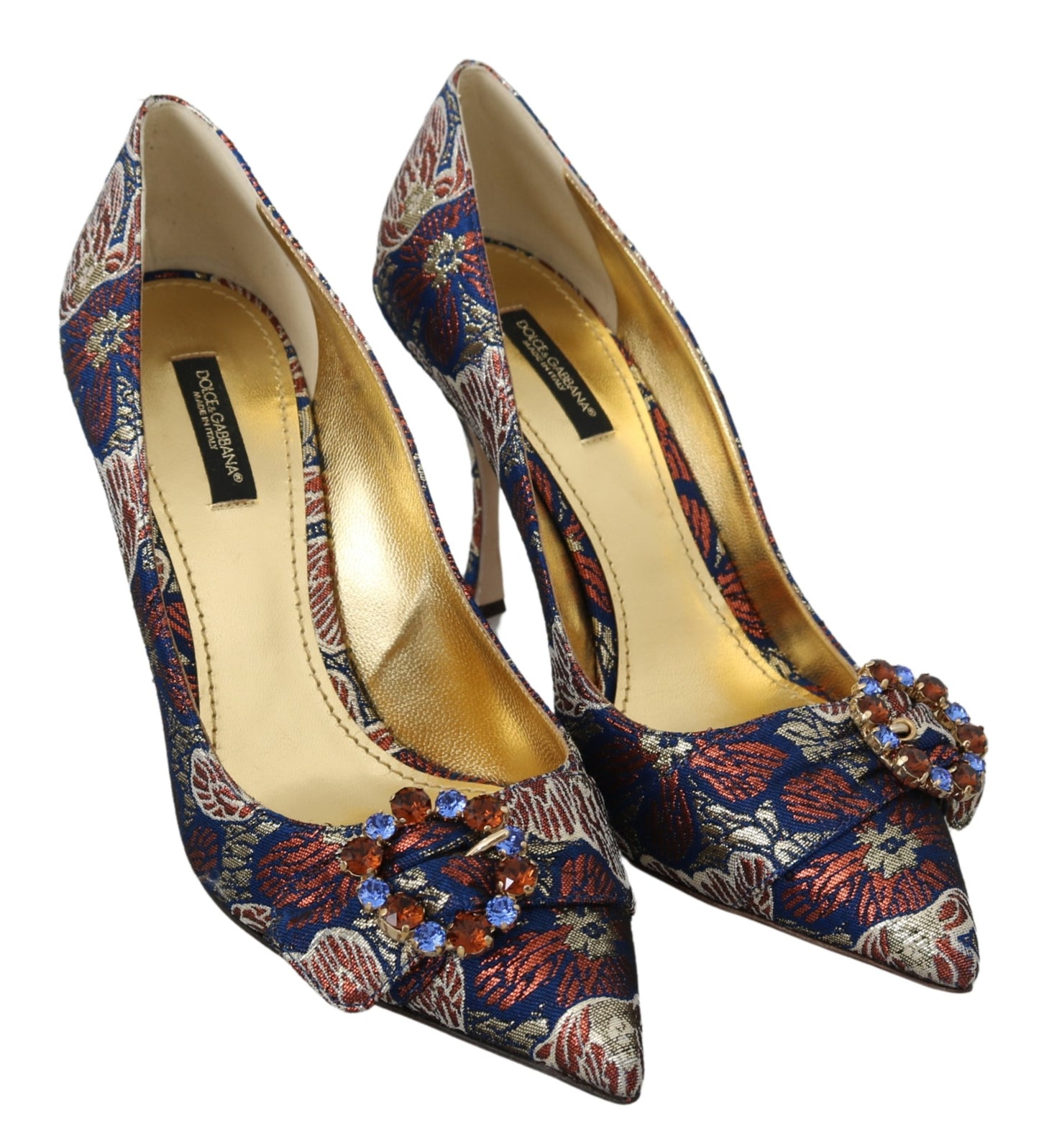 Blau Kristall Jacquard High Heels Pumps Schuhe