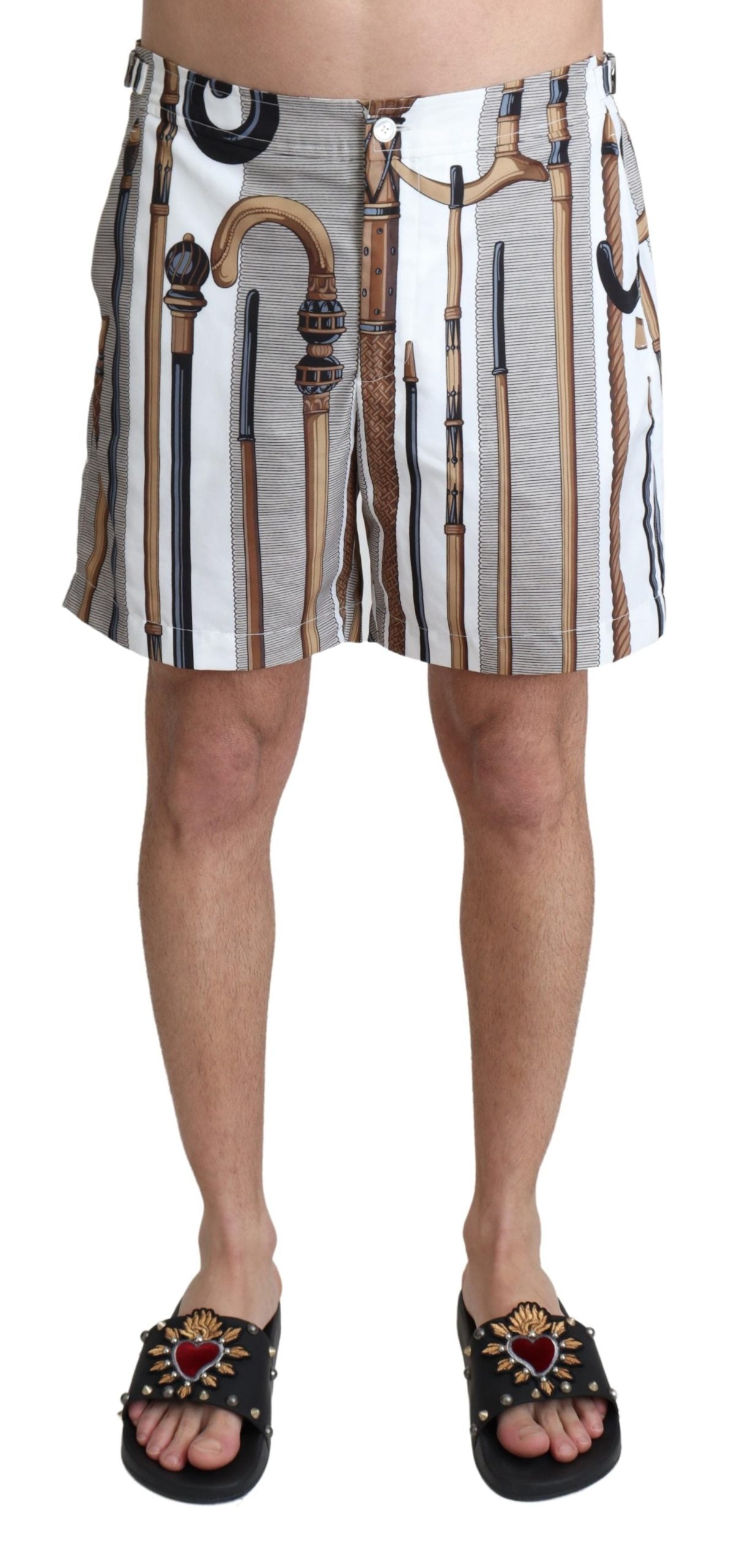 Weißer Spazierstock Beachwear Shorts Badeshorts
