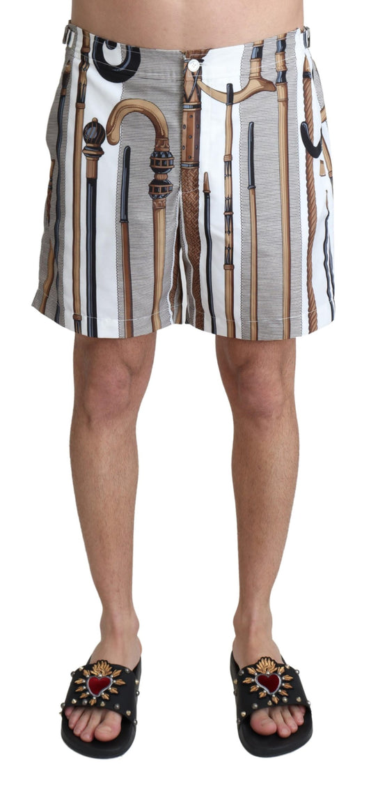 Weißer Spazierstock Beachwear Shorts Badeshorts