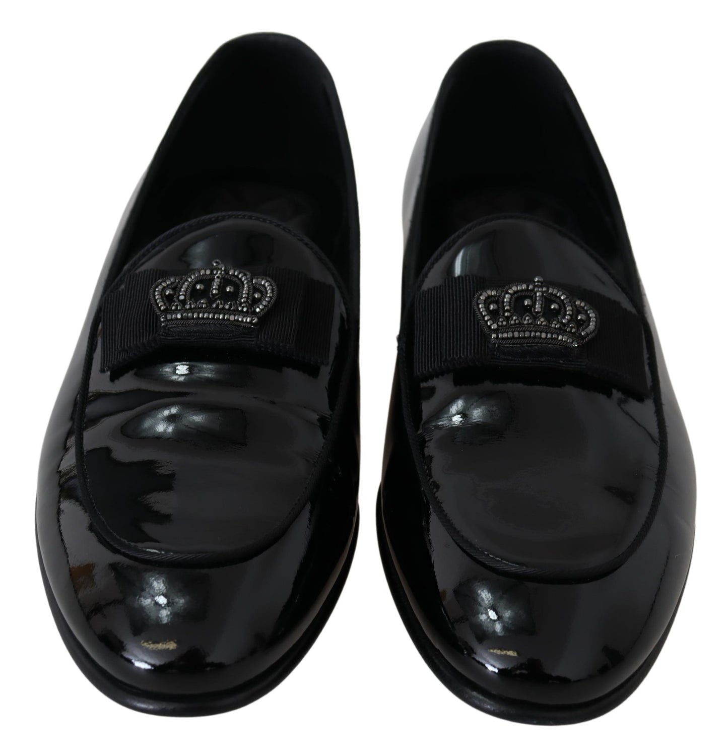 Schwarzes Leder Crown Männer Formale Loafers Schuhe