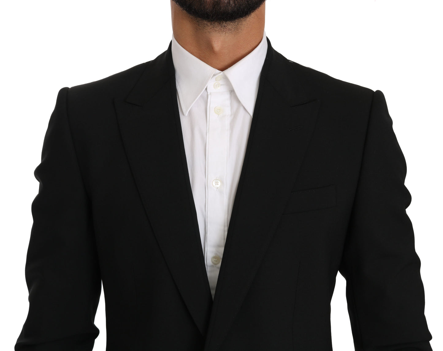 Schwarzer Slim Fit Mantel Wollblazer
