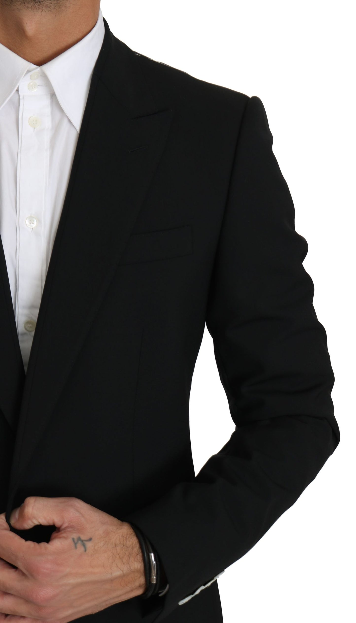 Schwarzer Slim Fit Mantel Wollblazer