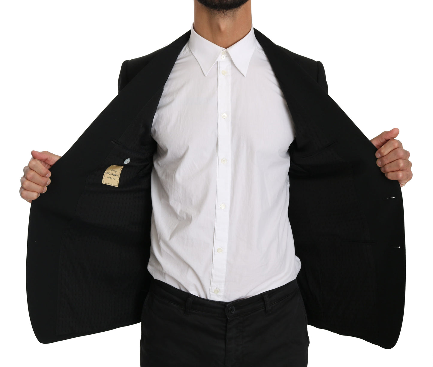 Schwarzer Slim Fit Mantel Wollblazer