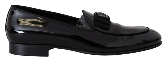 Schwarzes Leder Crown Männer Formale Loafers Schuhe