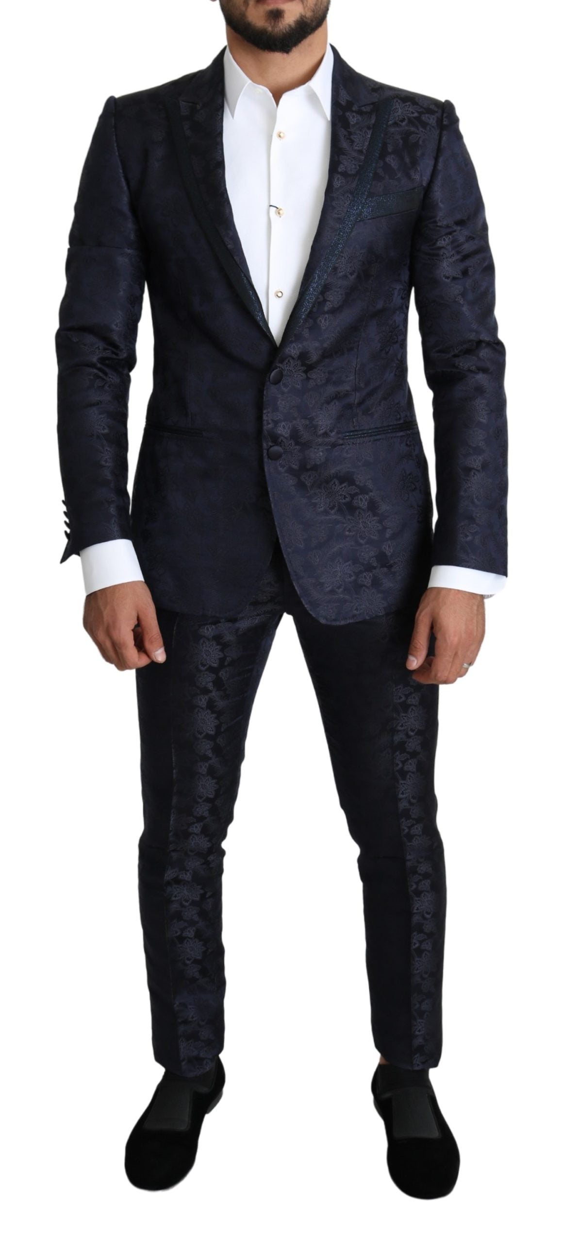 Blauer Floral Jacquard 2 Stück MARTINI Seidenanzug