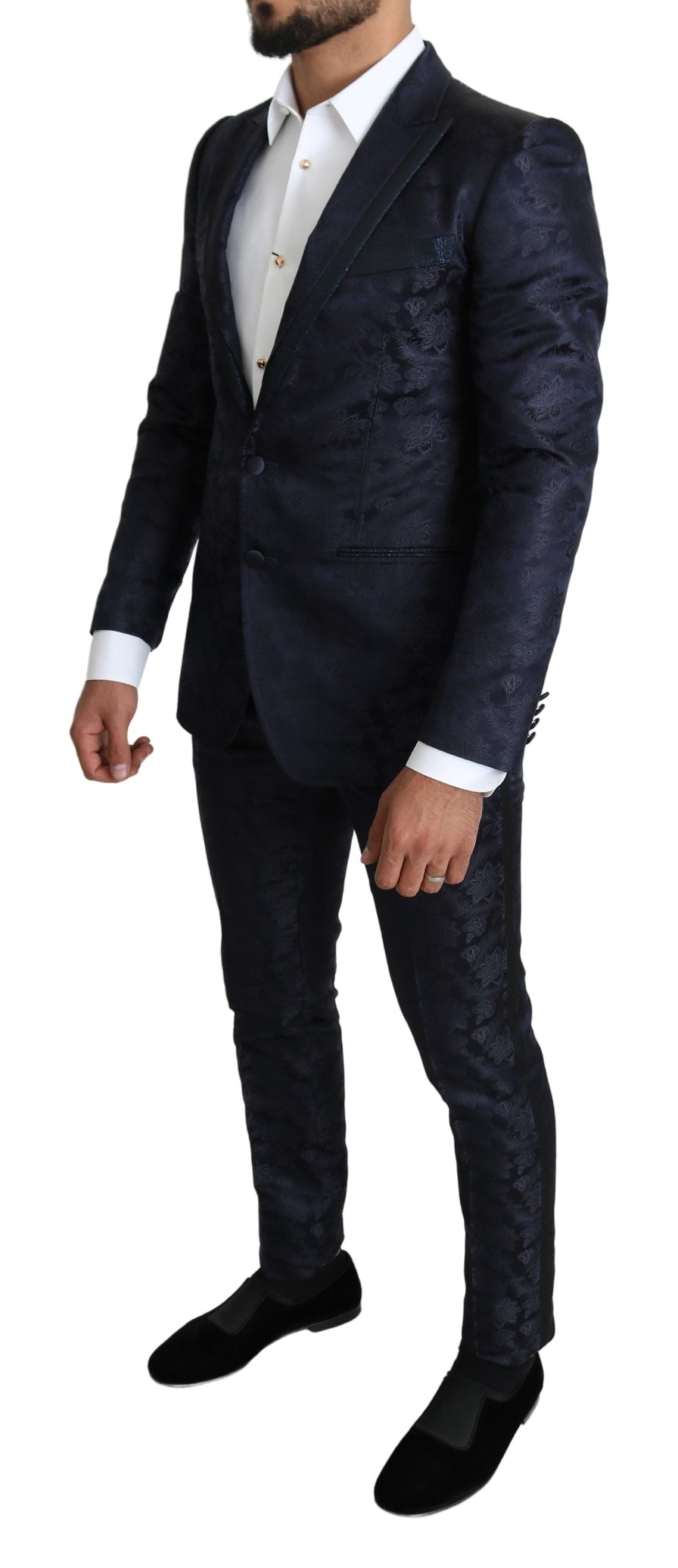 Blauer Floral Jacquard 2 Stück MARTINI Seidenanzug