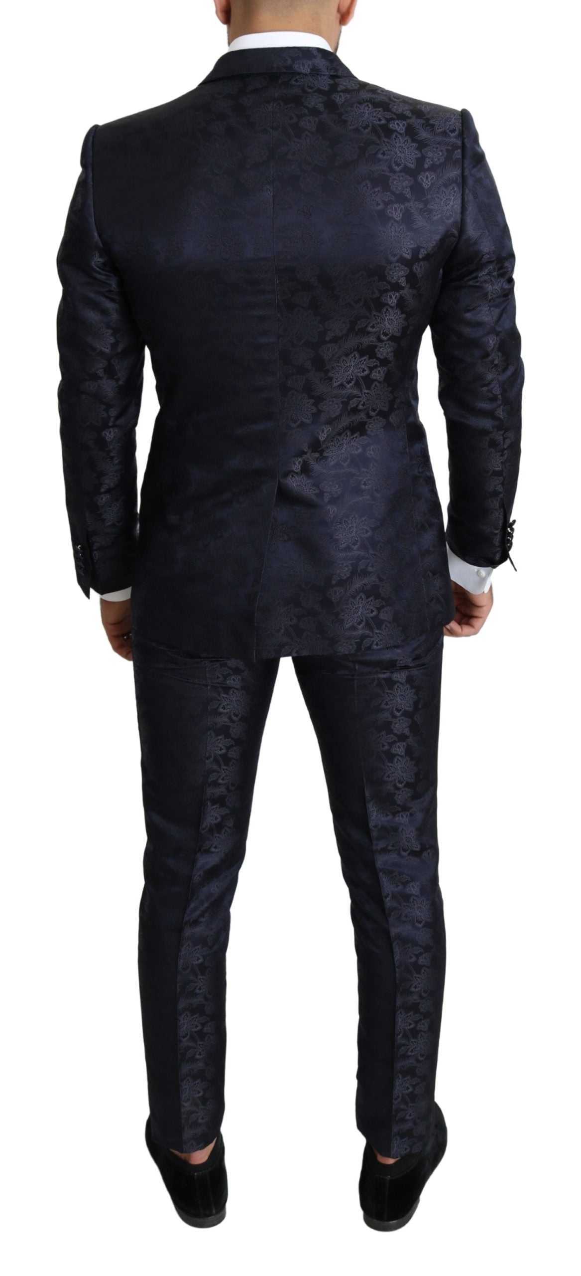 Blauer Floral Jacquard 2 Stück MARTINI Seidenanzug