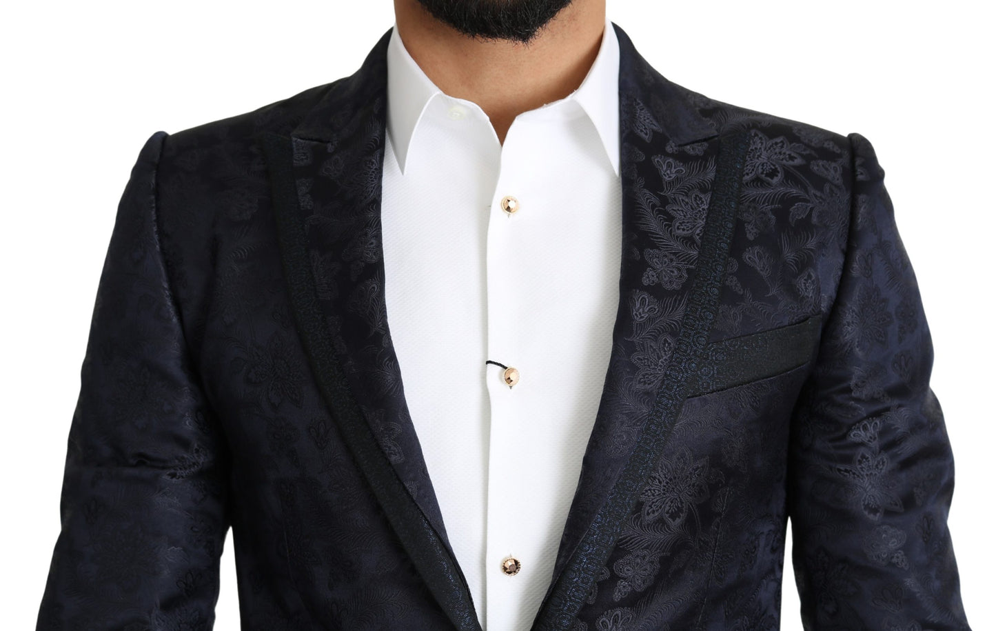 Blauer Floral Jacquard 2 Stück MARTINI Seidenanzug