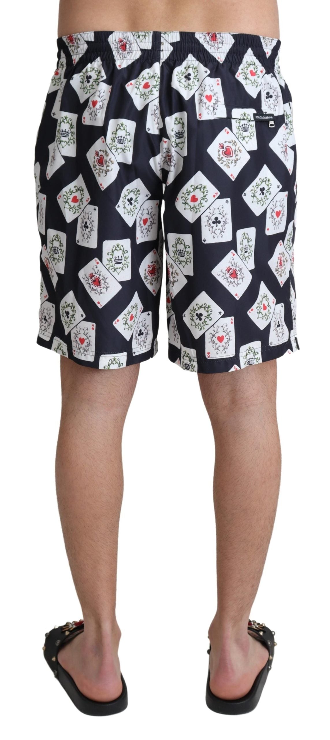 Black Card Deck Print Beachwear Badeshorts