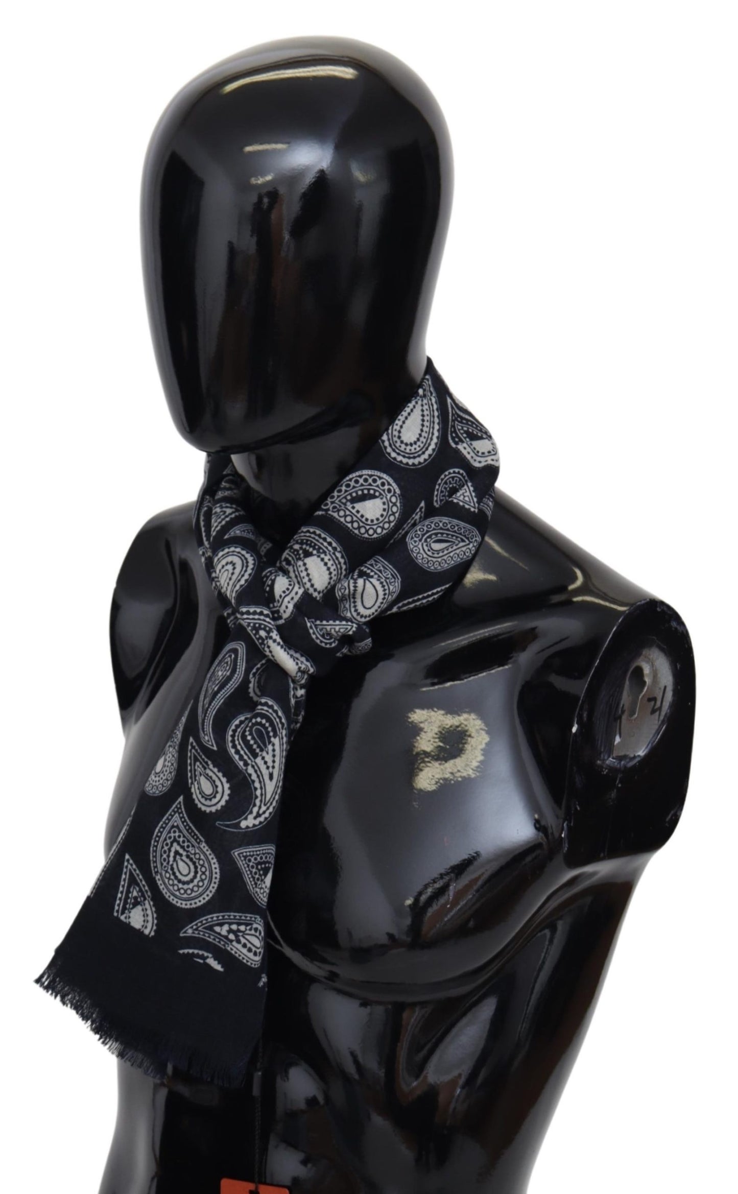 Schwarzer Wolle Paisley Unisex Wickelschal Halstuch