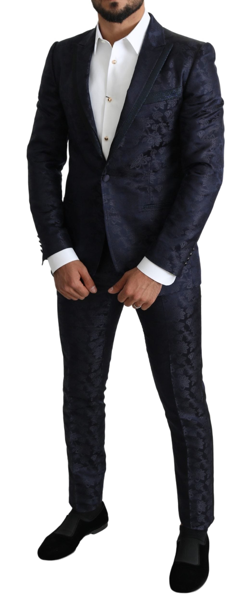 Blauer Floral Jacquard 2 Stück MARTINI Seidenanzug