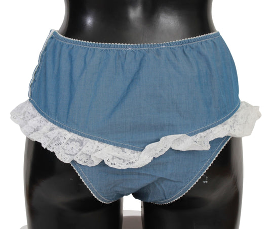 Blaue Baumwollspitze Slip Denim Bottom Unterwäsche
