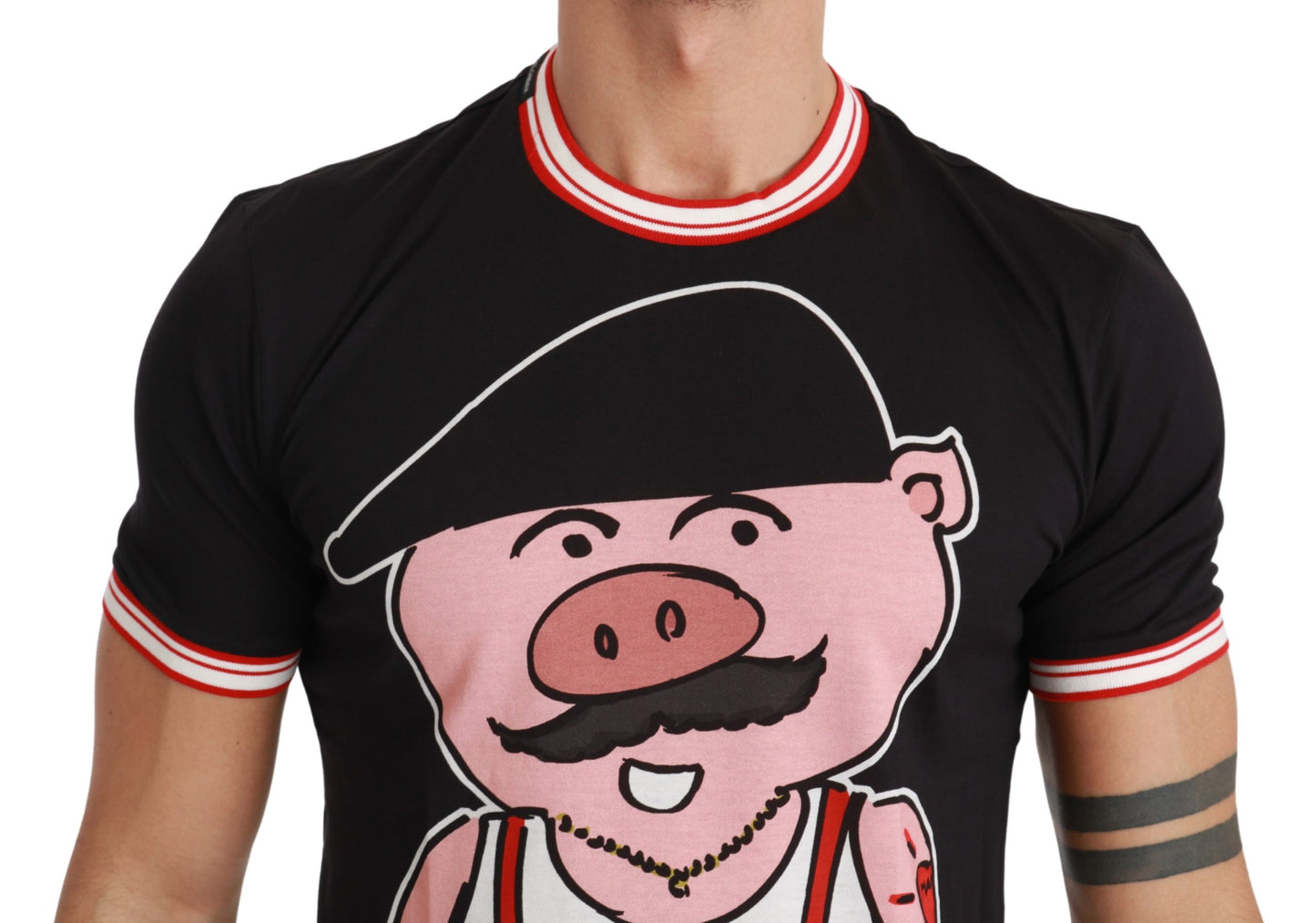 Schwarzes Baumwoll-Top 2019 Jahr des Schweins T-shirt