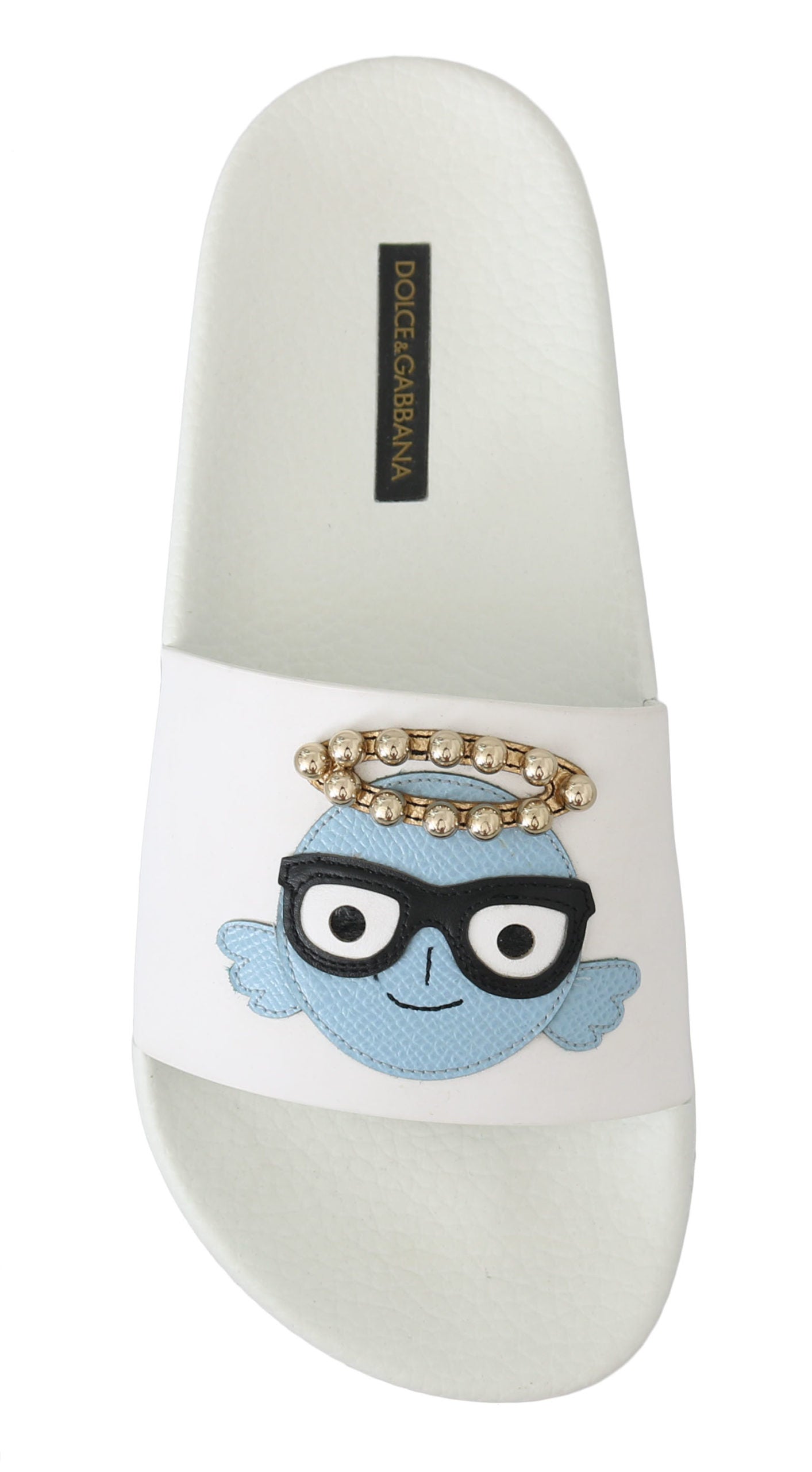 Weißes Leder #dgfamily Rutschen Sandalen