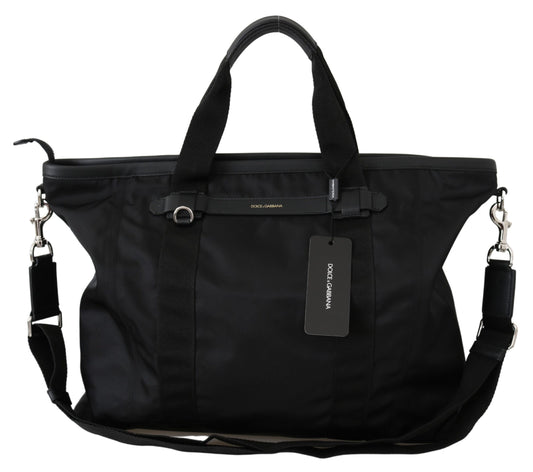 Schwarze Reisetasche Umhängetasche Borse Leder Nylon Tasche
