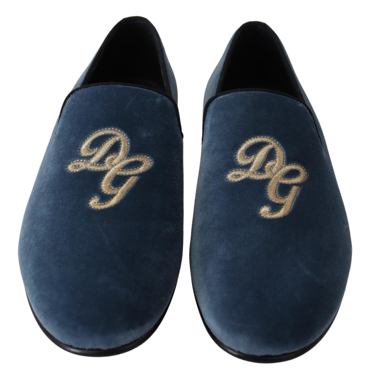Blau Samt Gold Slipper Herren Loafers Schuhe