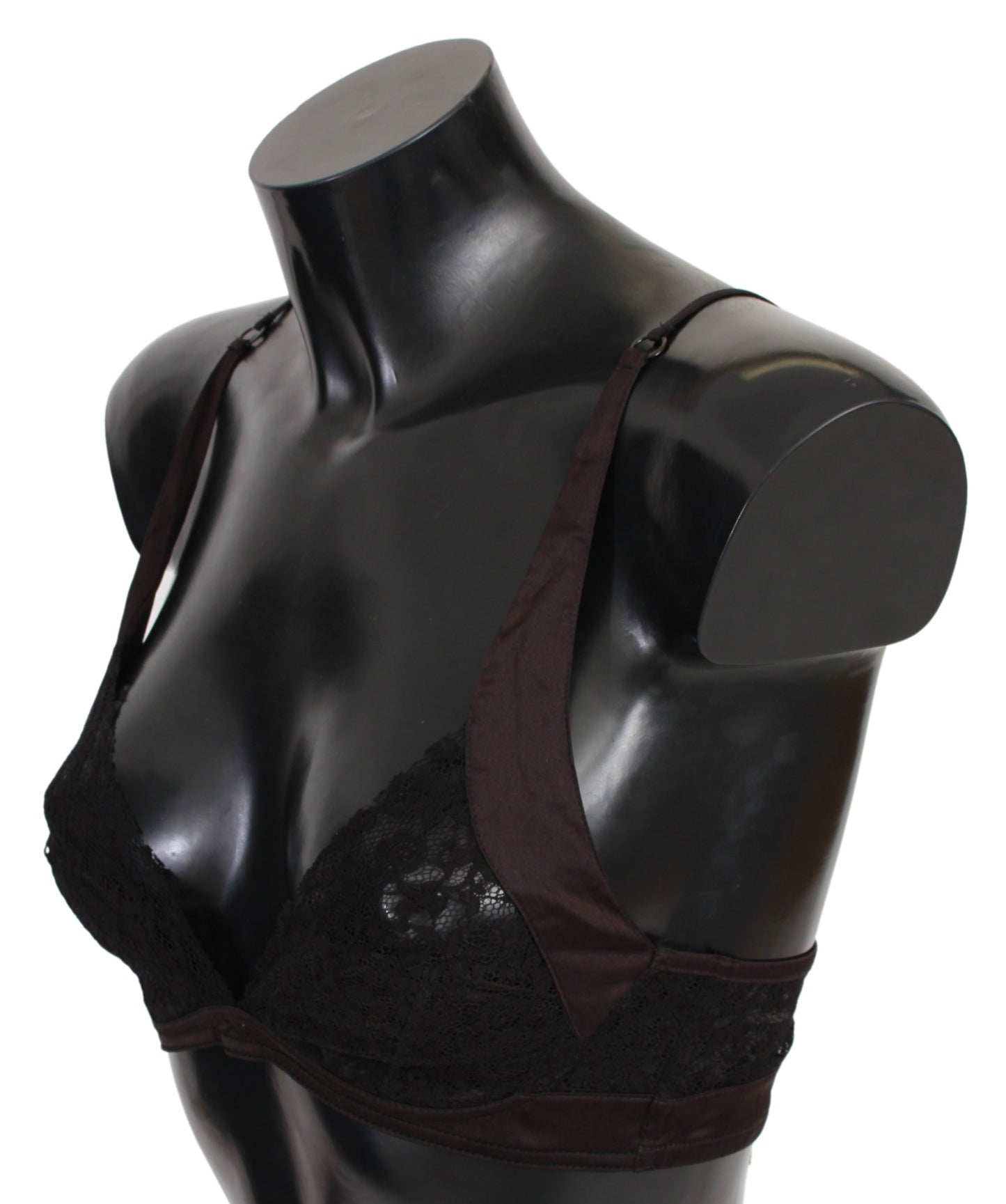 Schwarzer Brauner Spitze Sportlicher BH Seidenunterwäsche