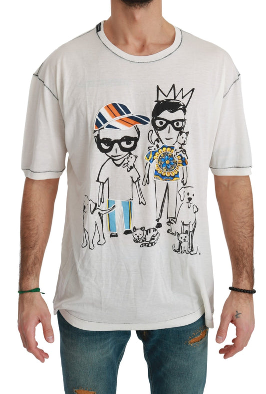 Weißes Männer Print #dgfamily Baumwoll-T-Shirt