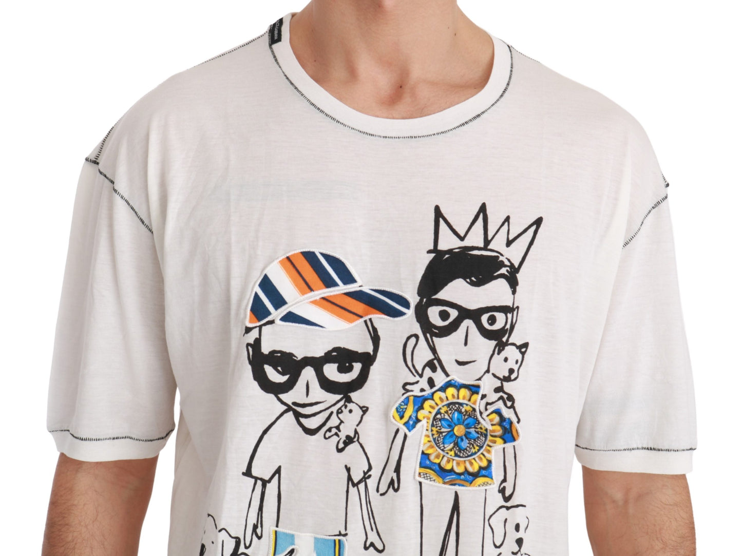 Weißes Männer Print #dgfamily Baumwoll-T-Shirt