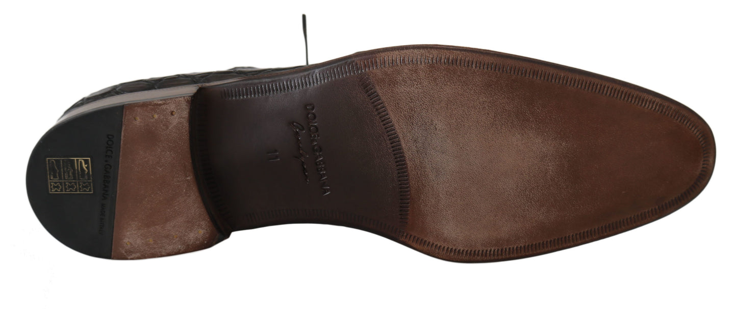 Braun gemusterte Leder-Dress-Derby-Schuhe