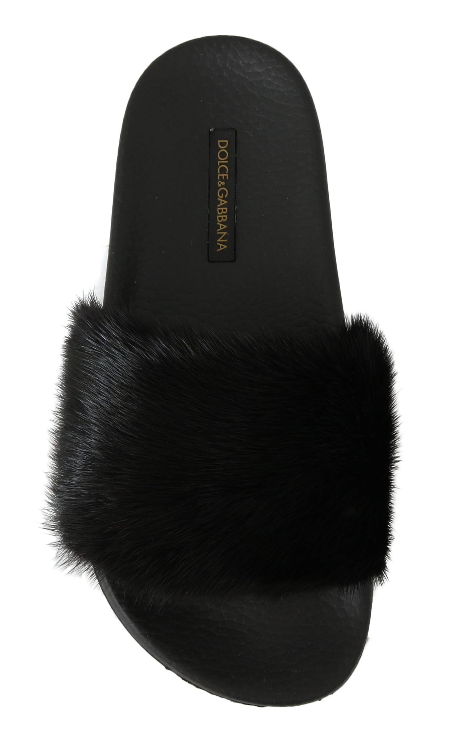 Schwarzer Nerz Pelz Slides Flats Schuhe