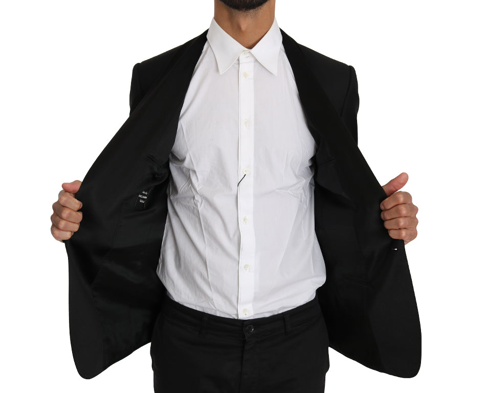 Schwarzer Wolle Seide GOLD Blazer Jacke