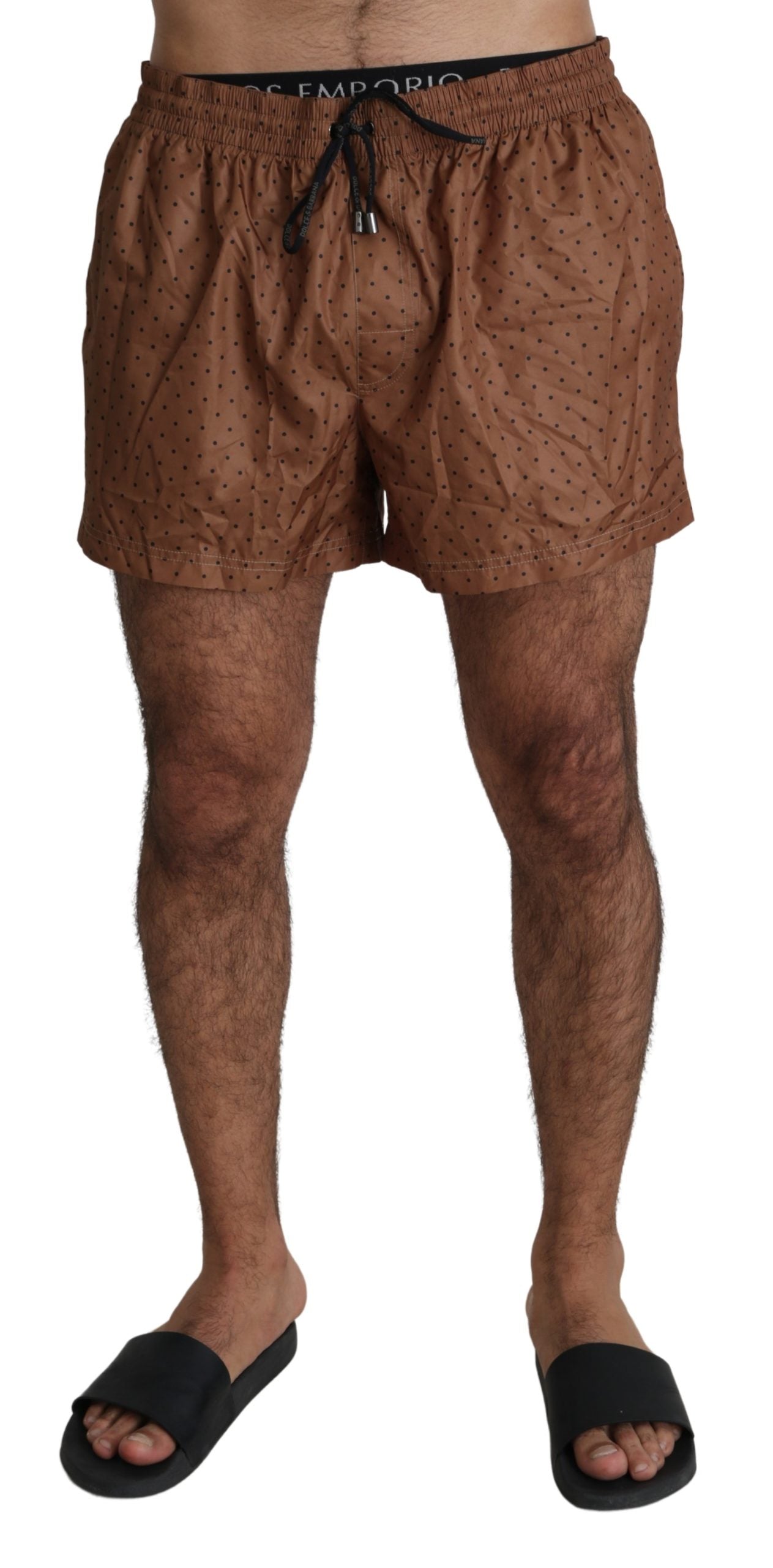 Brown Polka Beachwear Shorts Herren Badeshorts