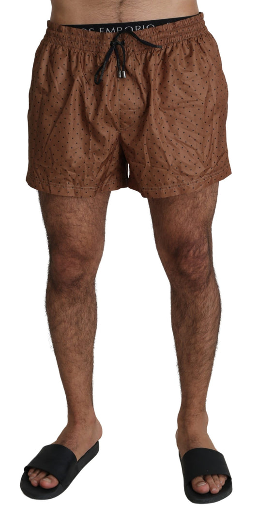 Brown Polka Beachwear Shorts Herren Badeshorts