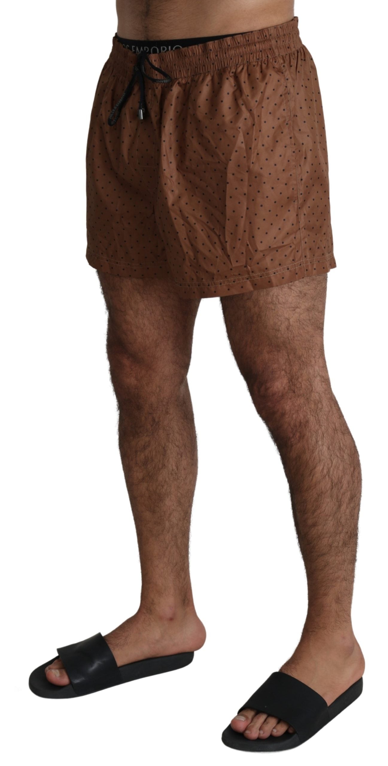 Brown Polka Beachwear Shorts Herren Badeshorts
