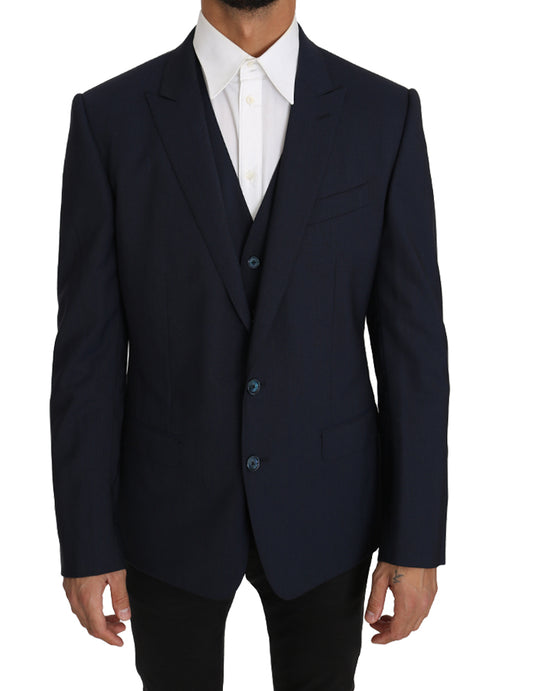 Blazer Weste 2 Stück Blau Wolle MARTINI
