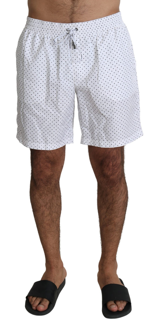 Weiße Polka Beachwear Shorts Herren Badeshorts