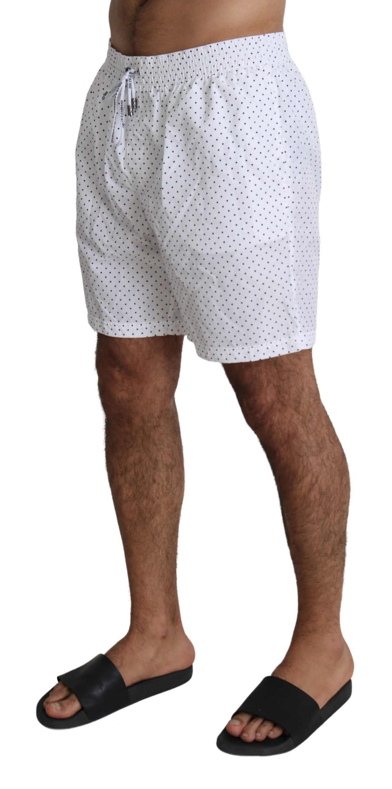 Weiße Polka Beachwear Shorts Herren Badeshorts