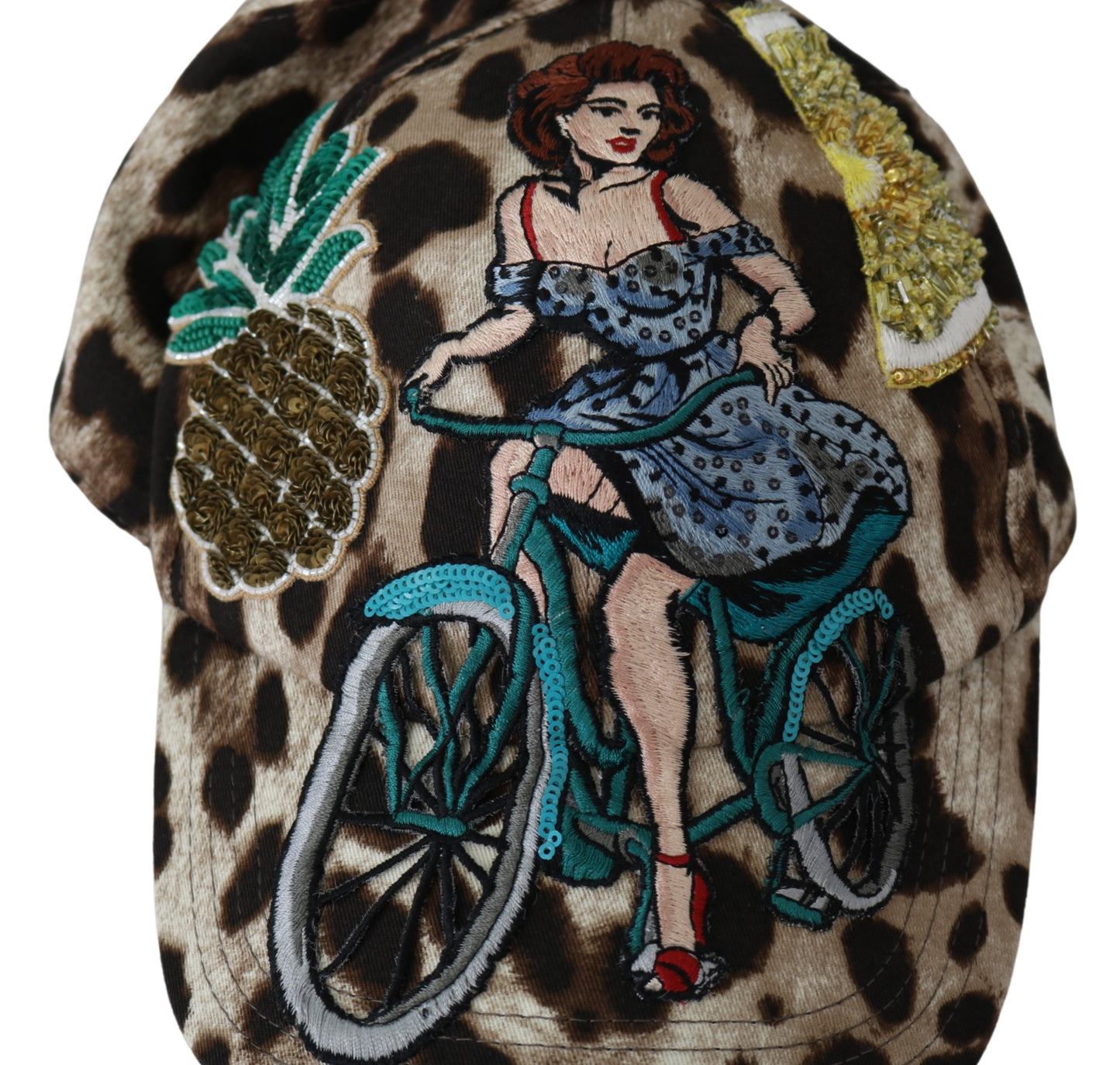 Braune Mütze mit Leopardenmuster und Paillettenmuster